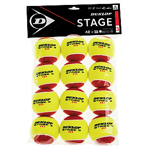 Teniso kamuoliukai Dunlop STAGE 3 RED 12 maišelių ITF