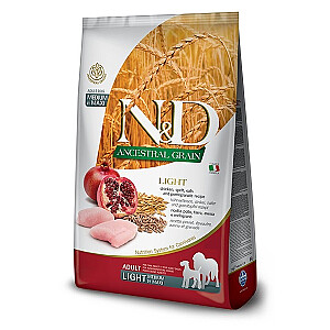 FARMINA N&D ANCESTRAL GRAIN DOG LIGHT - VIŠTA. VERBINA IR GRANATAI SUAUGUSIEMS VIDUTINIAM IR MAXI 12kg