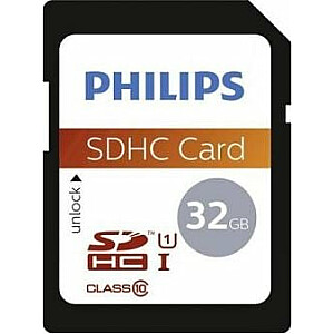 „Philips“ SDHC kortelė 32 GB, 10 klasės UHS-I/U1 V10 (FM32SD45B/00)