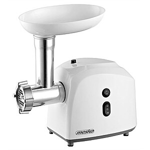 Mesko MS 4805 Meat mincer, Power 600W, Bowl, Middle size sieve, Mince sieve, Poppy sieve, Plunger, Sausage filler Mesko Mesko MS 4805  White, Middle size sieve, mince sieve, poppy sieve, plunger, sausage filler, kibbe attachment