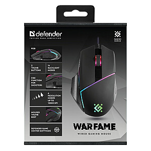 Игровая, оптическая, проводная мышь DEFENDER GM-880L WARFAME 12800dpi 8P RGB