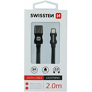 Swissten Textile Fast Charge 3A Lightning Charging Data Cable 2m