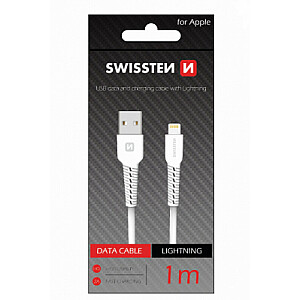 Swissten Basic Fast Charge 3A Lightning įkrovimo duomenų kabelis 1m