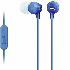 Sony MDR-EX15AP ausinės su išmaniojo telefono valdymu ir mikrofonu (mėlynas)