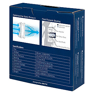 ARCTIC P8 - 80 mm optimizuotas slėgis ventiliatorius