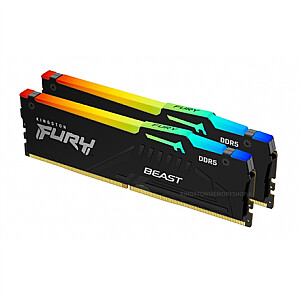 „Kingston Fury Beast RGB 32 Kit“ (16 GB x 2) GB, DDR5, 5200 MHz, kompiuteris / serveris, registracijos numeris, ECC Nr., 2 x 16 GB