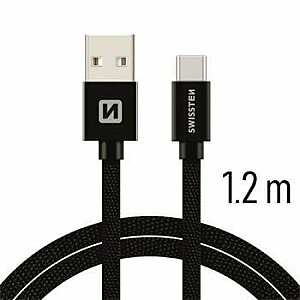 Swissten Textile Universal Quick Charge 3.1 USB-C USB duomenų kabelis 1,2m