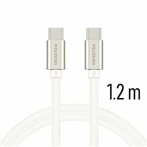 Swissten Textile Universal Quick Charge 3.0 USB-C į USB-C duomenų kabelis 1,2 m