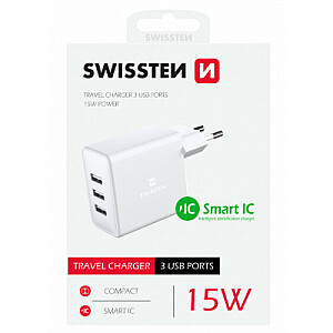 Swissten Smart IC įkroviklis 3x USB 3A 15W