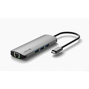 Swissten USB-C 8in1 skirstytuvas su 3X USB 3.0 / 1X USB-C maitinimo tiekimu / 1x microSD / 1X SD / 1x HDMI 4K / 1x LAN RJ45 / aliuminio korpusas