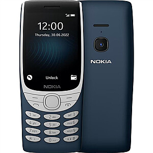 Nokia 8210 Blue, 2,8 colio, TFT LCD, 240 x 320, Unisoc, T107, vidinė RAM 0,048 GB, 0,128 GB, microSDHC, Dvi SIM, pagrindinė kamera 0,3 MP, 1450 mAh