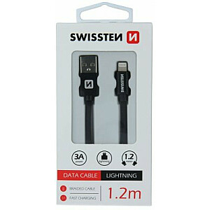Swissten Textile Fast Charge 3A Lightning Charging Data Cable 1,2m