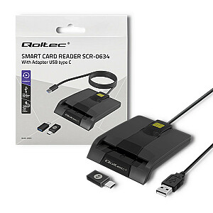 Qoltec 50632 Интеллектуальный считыватель чип-карт Smart ID SCR-0632 | USB тип С