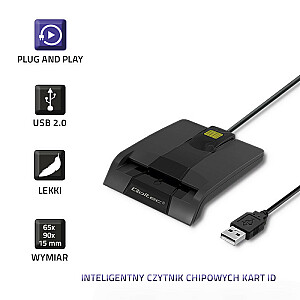 Qoltec 50632 Интеллектуальный считыватель чип-карт Smart ID SCR-0632 | USB тип С