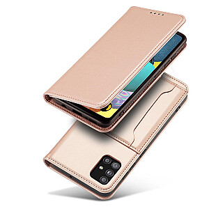 „Fusion Magnet“ kortelių knygos dėklas, skirtas „Samsung A536 Galaxy A53 5G Pink“.