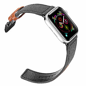 Dux Ducis Canvas Ādas Siksniņa Pulkstenim Apple Watch 38 / 40 mm Melna-Brūna