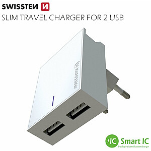 Swissten Smart IC Зарядное устройство 2x USB 3А / 15W С проводом Micro USB 1.2m