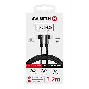 Swissten Pītais L Tipa Universāls Quick Charge 3.1 USB-C uz Lightning Datu un Uzlādes Kabelis 1.2m