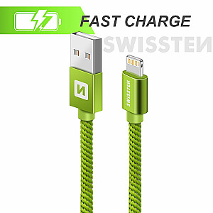 Swissten Textile Fast Charge 3A Lightning Кабель Для Зарядки и Переноса Данных 2m