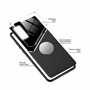Mocco Lens Leather Back Case Aizmugurējais Ādas Apvalks Priekš Samsung Galaxy A42 5G Melns