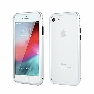 Mocco Double Side Case 360 Двухсторонний Чехол из Алюминия для телефона с защитным стеклом для Apple iPhone 7 Plus / 8 Plus Прозрачный - Серебрянный