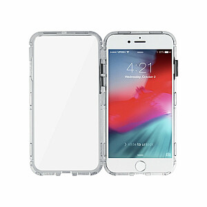Mocco Double Side Case 360 Двухсторонний Чехол из Алюминия для телефона с защитным стеклом для Apple iPhone 7 / 8 Прозрачный - Серебрянный