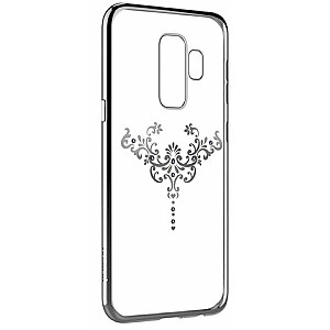 Devia Crystal Iris Aizmugurējais Silikona Apvalks ar Swarovski Kristaliem priekš Samsung G965 Galaxy S9 Plus Sudrabs