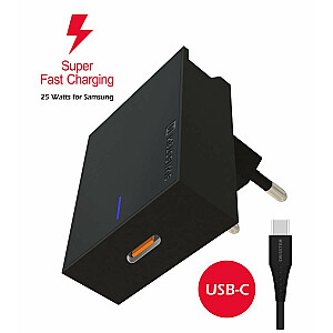 Swissten Premium 25W Samsung Super Fast Charging lādētājs ar 1.2 m USB-C uz USB-C kabelis