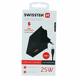 Swissten Premium 25W Samsung Super Fast Charging Travel зарядное устройство с кабелем USB-C - USB-C 1.2 м