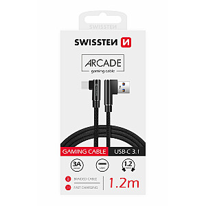 Swissten Плетеный L Типа Универсальный Quick Charge 3.1 USB на USB-C Кабель данных 1.2 m