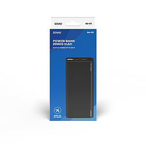 Power Bank 20000 mAh, juodas SAVIO BA-05