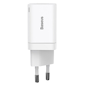 Baseus Super Si Pro greitas įkroviklis USB + USB-C 30W (balta)