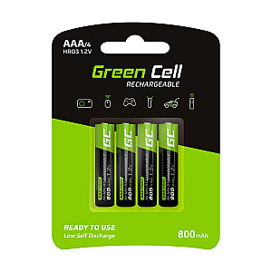 Buitinė baterija Green Cell GR04 Nikelio metalo hidrido (NiMH) Įkraunama baterija AAA 4X AAA R3 800mAh