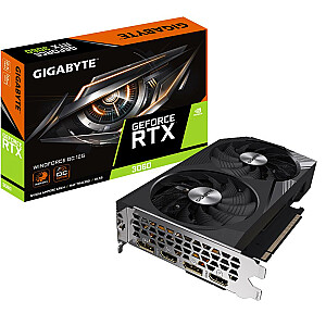 Видеокарта GIGABYTE NVIDIA GeForce RTX 3060 12 ГБ GDDR6 192 бит PCIE 4.0 16x Память 15000 МГц GPU 1792 МГц 2xHDMI 2xDisplayPort GV-N3060WF2OC-12GD