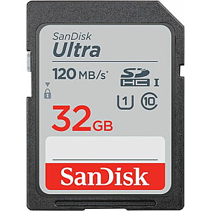 „SanDisk Ultra SDHC“ 32 GB 10 klasės UHS-I/U1 kortelė (SDSDUN4-032G-GN6IN)