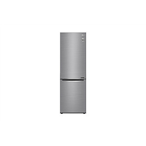 Холодильник LG GBB61PZJMN, класс энергоэффективности E, отдельно стоящий, комбинированный, высота 186 см, система No Frost, полезный объем холодильника 234 л, полезный объем морозильной камеры 107 л, дисплей, 36 дБ, серебристый