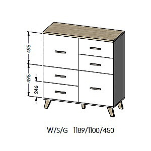 Cama Сервант LOTTA 110 2D4S белый/дуб сонома