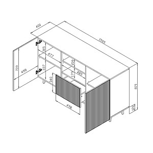 Cama Komoda PAFOS 150x40x82 matinė balta