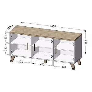 Комод Cama LOTTA 150 3D дуб вотан + черный матовый