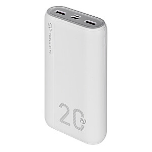 SILICON POWER QS15 Powerbank Išorinė baterija 20000 mAh 2x USB QC 3.0 1x USB-C PD (SP20KMAPBKQS150W) Balta