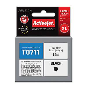 Activejet AEB-711N rašalas Epson spausdintuvui, Epson T0711, T0891 keitimas; Aukščiausias; 15 ml; juodas