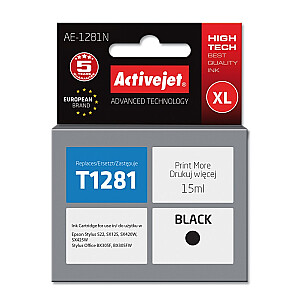 Activejet AE-1281N rašalas Epson spausdintuvui, Epson T1281 pakeitimas; Aukščiausias; 15 ml; juodas