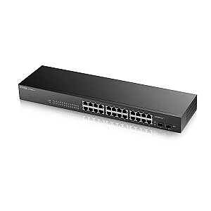 Zyxel GS-1900-24 v2 valdomas L2 Gigabit Ethernet (10/100/1000) 1U Черный