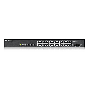 Zyxel GS-1900-24 v2 valdomas L2 Gigabit Ethernet (10/100/1000) 1U Черный