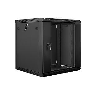 Lanberg Навесной инсталляционный шкаф-стойка 19'' 12U 600x600мм черный (стеклянная дверь)