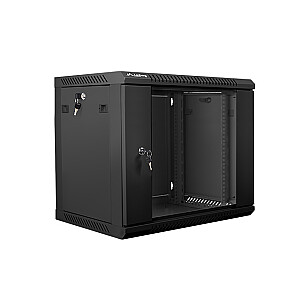 Lanberg 19'' Настенный инсталляционный шкаф 9U 600x450мм черный (стеклянная дверь)