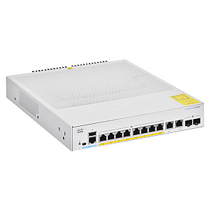 Cisco CBS350-8P-2G-EU tinklo jungiklis, valdomas L2/L3 Gigabit Ethernet (10/100/1000), sidabrinis