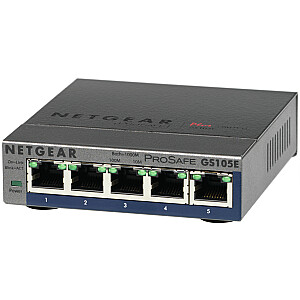 Tinklo jungiklis Netgear GS105E-200PES Valdomas L2/L3 Gigabit Ethernet (10/100/1000), pilkas
