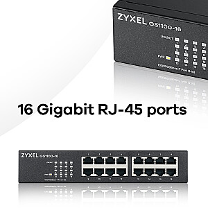 „Zyxel GS1100-16“ nevaldomas „Gigabit Ethernet“ (10/100/1000)