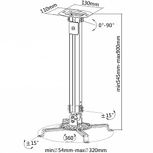 Techly projektoriaus lubų atramos prailginimas 545–900 mm sidabrinis ICA-PM 18M